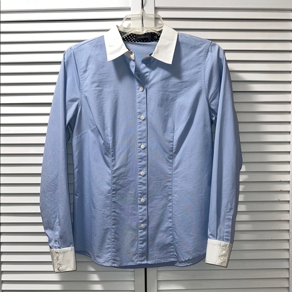 The Limited Tops - The Limited Blue and White Button-Up Shirt